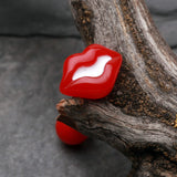 Detail View 1 of Sexy Lips Acrylic Barbell Tongue Ring-Red