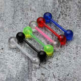 Detail View 1 of UV Acrylic Flexible Shaft Barbell Tongue Ring-Blue