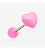 Adorable Puffy Heart Acrylic Top Barbell Tongue Ring
