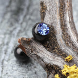 Detail View 1 of Colorline PVD Basic Gem Ball Barbell Tongue Ring-Black/Blue