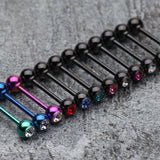 Detail View 2 of Colorline PVD Basic Gem Ball Barbell Tongue Ring-Green/Clear