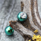 Detail View 1 of Colorline PVD Basic Gem Ball Barbell Tongue Ring-Green/Clear