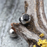 Detail View 1 of Aurora Gem Ball Steel Barbell Tongue Ring-Black