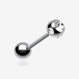 Aurora Gem Ball Steel Barbell Tongue Ring-Clear Gem