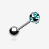 Aurora Gem Ball Steel Barbell Tongue Ring-Teal
