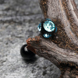Detail View 1 of Colorline PVD Aurora Gem Ball Steel Barbell Tongue Ring-Black/Aqua
