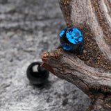 Detail View 1 of Colorline PVD Aurora Gem Ball Steel Barbell Tongue Ring-Black/Blue