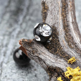 Detail View 1 of Colorline PVD Aurora Gem Ball Steel Barbell Tongue Ring-Black/Clear