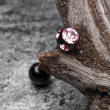 Detail View 1 of Colorline PVD Aurora Gem Ball Steel Barbell Tongue Ring-Black/Pink