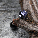 Detail View 1 of Colorline PVD Aurora Gem Ball Steel Barbell Tongue Ring-Black/Tanzanite