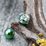 Detail View 1 of Colorline PVD Aurora Gem Ball Steel Barbell Tongue Ring-Green/Clear