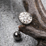 Detail View 2 of Multi-Gem Sparkle Barbell Tongue Ring-Clear Gem