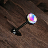 Detail View 1 of Colorline Iridescent Revo Barbell Tongue Ring-Black