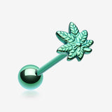 Colorline PVD Pot Leaf Top Steel Barbell Tongue Ring