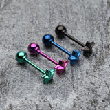 Detail View 2 of Blackline PVD Nautical Star Top Steel Barbell Tongue Ring-Black