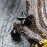 Detail View 1 of Blackline PVD Nautical Star Top Steel Barbell Tongue Ring-Black