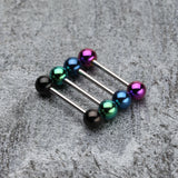 Detail View 2 of Colorline PVD Ball Top Steel Barbell-Black