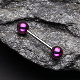 Detail View 1 of Colorline PVD Ball Top Steel Barbell-Purple