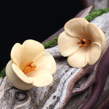 Detail View 1 of A Pair of Bali Blossom Crocodile Wood Double Flared Plug