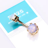 Golden Opalite Stone Crown Prong Set Belly Button Ring*