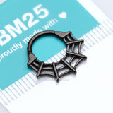 Detail View 3 of Blackline Venomous Spider Web Steel Seamless Clicker Hoop Ring