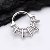 Detail View 1 of Venomous Spider Web Steel Seamless Clicker Hoop Ring