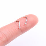 Detail View 2 of 2 Pcs of Assorted Color Pearlescent Luster Ball L-Shaped Nose Ring Package