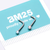 Detail View 3 of 2 Pcs of Assorted Color Pearlescent Luster Ball L-Shaped Nose Ring Package