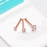 Detail View 1 of 3 Pcs Pack of Assorted Rose Gold Prong Set Sparkle Gem Nose Stud Ring-Clear Gem