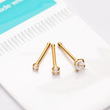 Detail View 1 of 3 Pcs Pack of Assorted Golden Prong Set Sparkle Gem Nose Stud Ring-Clear Gem