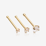 3 Pcs of Assorted Golden Prong Set Sparkle Gem Nose Stud Ring Package