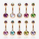 10 Pcs of Rose Gold Assorted Color Gem Ball Steel Belly Button Ring Package