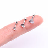 Detail View 2 of 3 Pcs of Sparkle Round Gem Tri-Prong Cartilage Tragus Barbell Earring Package-Clear Gem