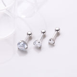 Detail View 1 of 3 Pcs of Sparkle Round Gem Tri-Prong Cartilage Tragus Barbell Earring Package-Clear Gem