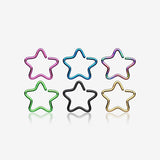 6 Pcs of Assorted Color Colorline Star Bendable Hoop Ring Package