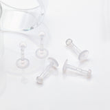 Detail View 1 of 5 Pcs of Bio-Flexible Push-Fit Top Retainer Labret Flat Back Stud Package