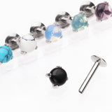 Detail View 1 of 6 Pcs Pack of Prong-Set Stone Top Internally Threaded Labrets