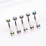 5 Pcs of Assorted Color Iridescent Revo Bezel Set Curved Barbells Package