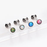 4 Pcs of Fire Opal Bezel Set Internally Threaded Labret Package