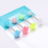 Detail View 3 of 4 Pcs of Assorted Glow in the Dark Acrylic Star Barbell Package