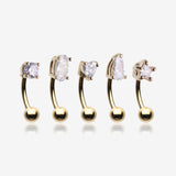 5 Pcs of Assorted Gemstone Prong Set Top Golden Curved Barbell Package