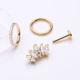 Detail View 1 of 3 Pcs of Assorted Everyday Golden Marquise Sparkle Curve Stud & Clicker Package