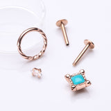 Detail View 1 of 3 Pcs of Assorted Rose Gold Bohemian Turquoise Stud & Clicker Package