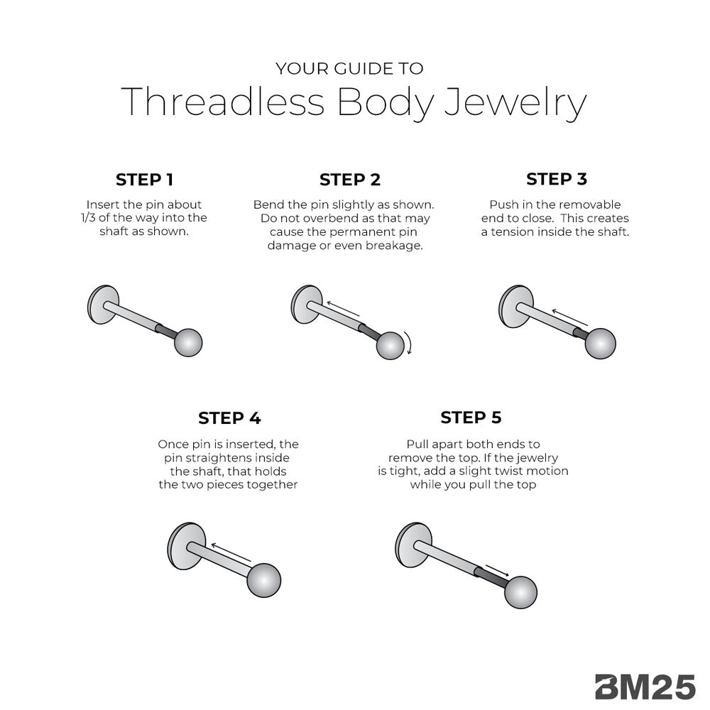 Implant Grade Titanium OneFit™ Threadless Sparkle Arc Bali Beads Top Part