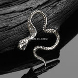 Detail View 2 of A Pair of Vicious Cobra Snake Swirl White Brass Hoop Ear Weight Hanger