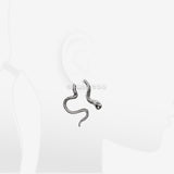 Detail View 1 of A Pair of Vicious Cobra Snake Swirl White Brass Hoop Ear Weight Hanger
