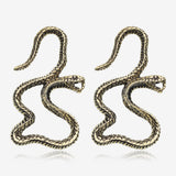 A Pair of Vicious Cobra Snake Dance Golden Brass Hoop Ear Weight Hanger
