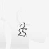 Detail View 1 of A Pair of Vicious Cobra Snake Dance White Brass Hoop Ear Weight Hanger