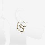 Detail View 1 of A Pair of Vicious Serpent Snake Swirl Golden Brass Hoop Ear Weight Hanger