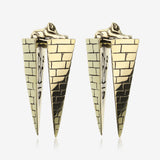 A Pair of Legend Sphinx Reverse Pyramid Golden Brass Ear Weight Hanger